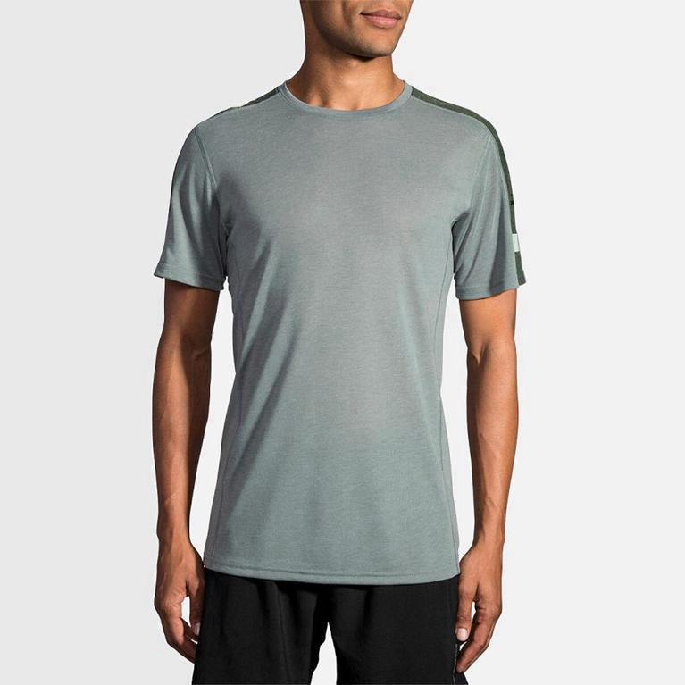 Brooks Distance Israel - Men's Short Sleeve Running Shirt - Grey (53427-LWRF)